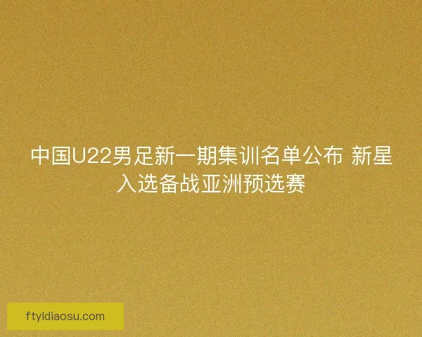 中国U22男足新一期集训名单公布 新星入选备战亚洲预选赛