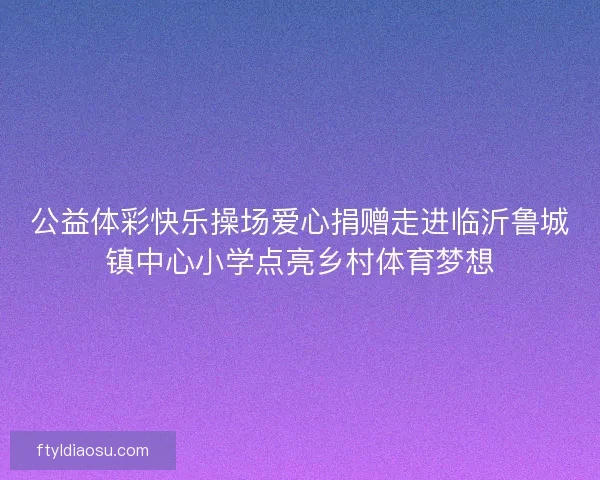 公益体彩快乐操场爱心捐赠走进临沂鲁城镇中心小学点亮乡村体育梦想